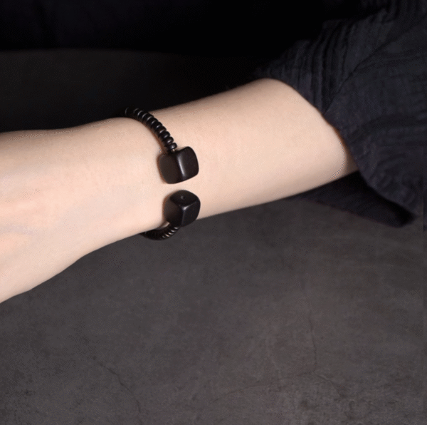 Handmade Thunderstruck Wood Open Cuff Bracelet: Minimalist Unisex Couple Jewelry - Image 4