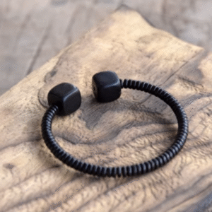 Handmade Thunderstruck Wood Open Cuff Bracelet: Minimalist Unisex Couple Jewelry