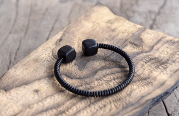 Handmade Thunderstruck Wood Open Cuff Bracelet: Minimalist Unisex Couple Jewelry