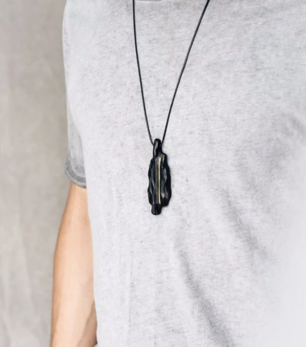 Handmade Thunderstruck Wood & Brass Inlaid Pendant: Retro Unisex Jewelry - Image 2