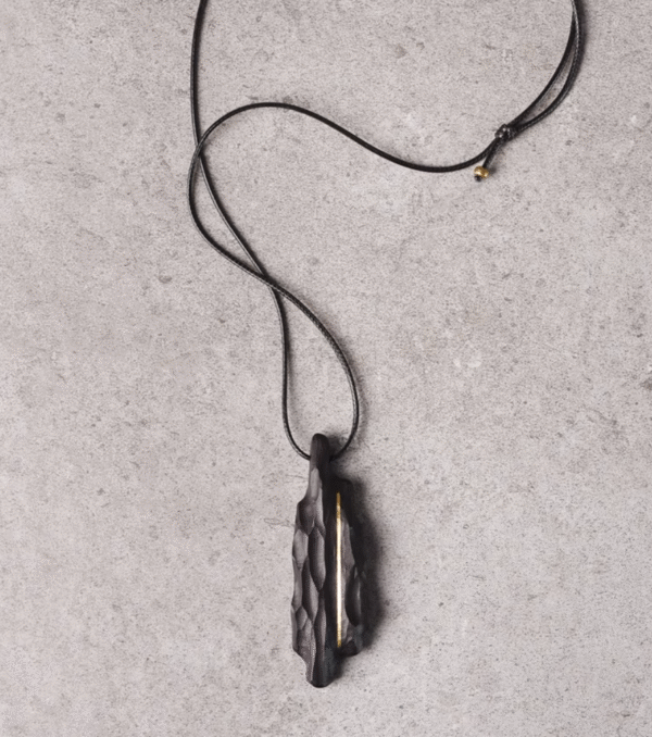 Handmade Thunderstruck Wood & Brass Inlaid Pendant: Retro Unisex Jewelry