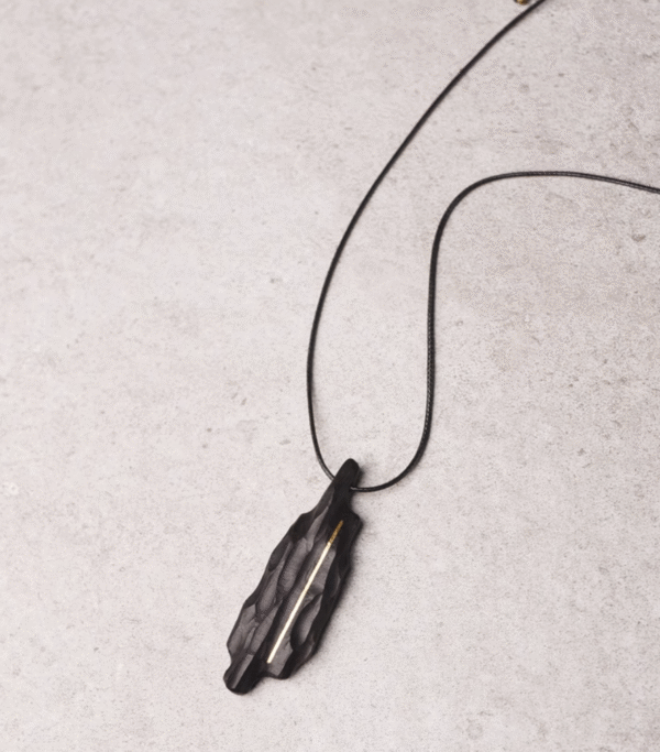 Handmade Thunderstruck Wood & Brass Inlaid Pendant: Retro Unisex Jewelry - Image 7