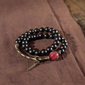 Handmade Thunderstruck Wood & Glass Bead Bracelet: Ethnic - Style Unisex Jewelry