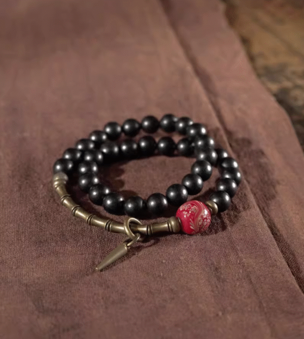 Handmade Thunderstruck Wood & Glass Bead Bracelet: Ethnic - Style Unisex Jewelry