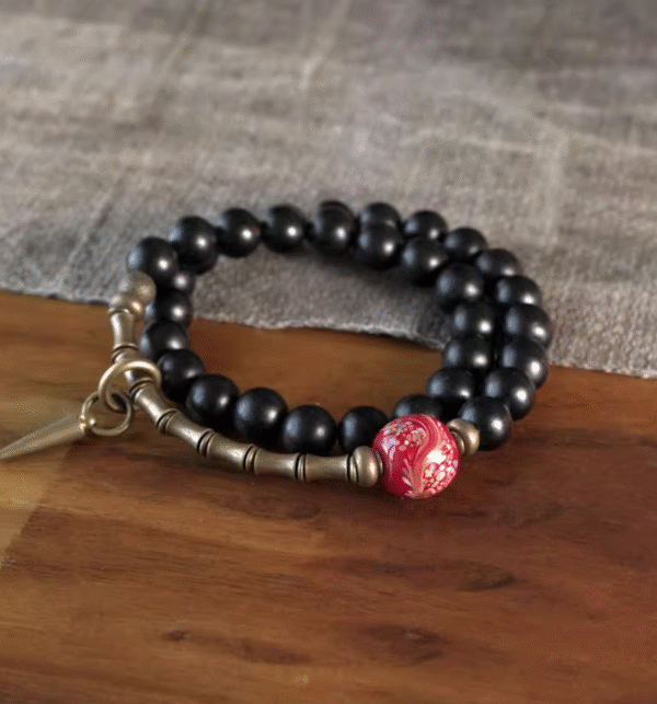 Handmade Thunderstruck Wood & Glass Bead Bracelet: Ethnic - Style Unisex Jewelry - Image 5