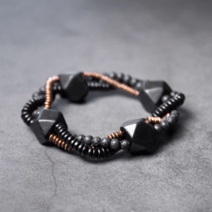 Handmade Thunderstruck Wood & Copper Bead Bracelet: Niche Ethnic - Style Unisex Jewelry