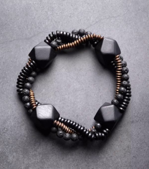 Handmade Thunderstruck Wood & Copper Bead Bracelet: Niche Ethnic - Style Unisex Jewelry - Image 6