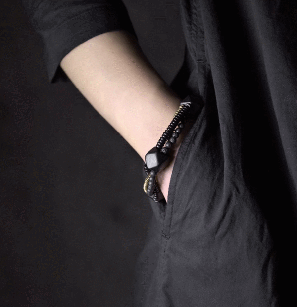 Handmade Thunderstruck Wood & Copper Bead Bracelet: Niche Ethnic - Style Unisex Jewelry - Image 7