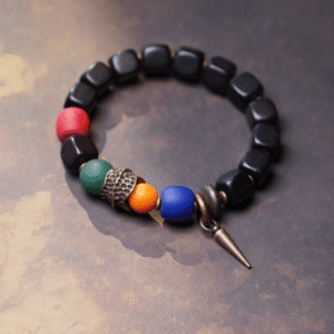 Handmade Thunderstruck Wood, Agate & Brass Bracelet: Ethnic - Inspired Artisanal Unisex Jewelry