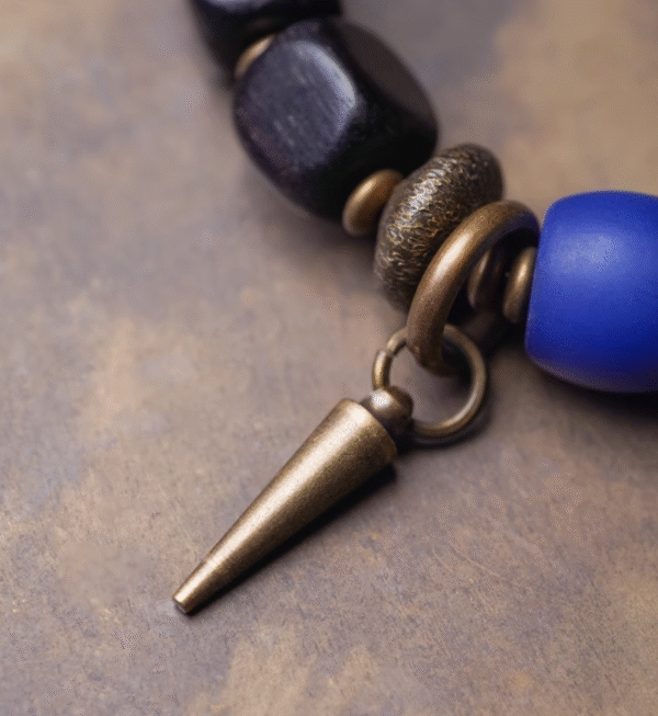 Handmade Thunderstruck Wood, Agate & Brass Bracelet: Ethnic - Inspired Artisanal Unisex Jewelry - Image 4