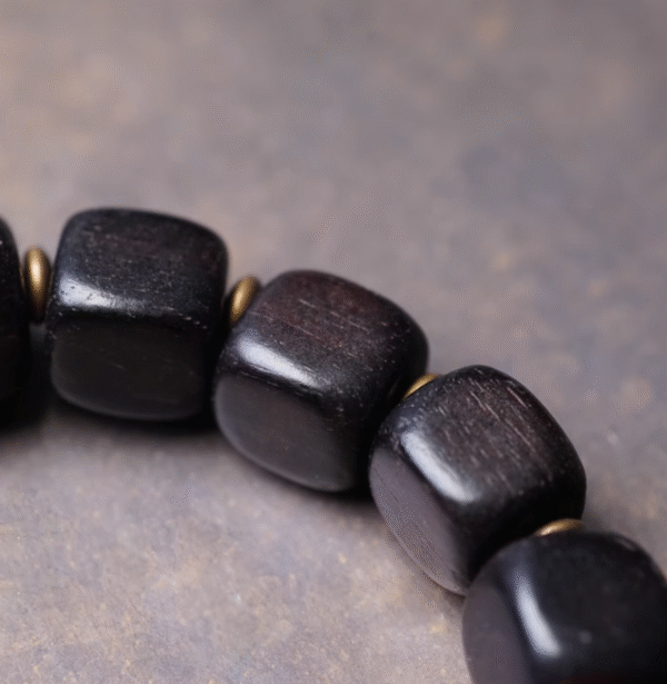 Handmade Thunderstruck Wood, Agate & Brass Bracelet: Ethnic - Inspired Artisanal Unisex Jewelry - Image 5