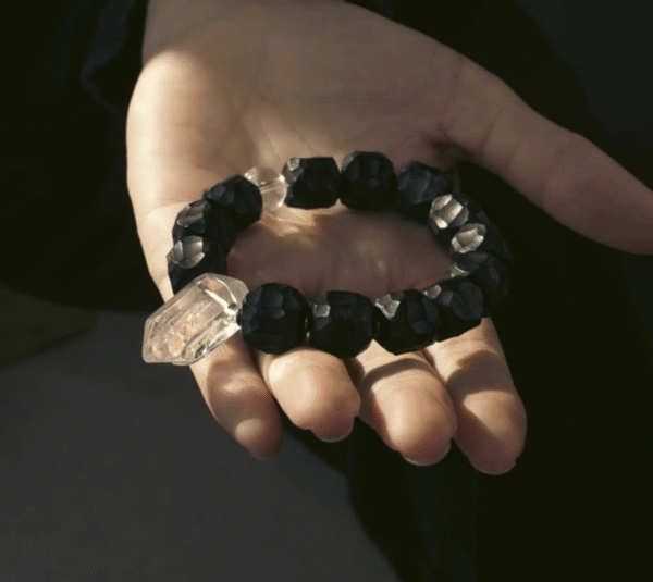 Handmade Thunderstruck Wood and Crystal Bracelet: Artisanal Unisex Jewelry - Image 2