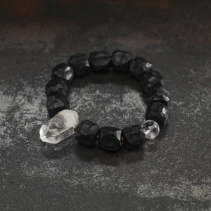 Handmade Thunderstruck Wood and Crystal Bracelet: Artisanal Unisex Jewelry