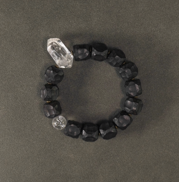 Handmade Thunderstruck Wood and Crystal Bracelet: Artisanal Unisex Jewelry - Image 6