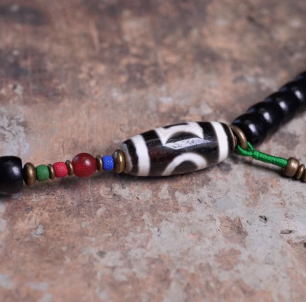 Ethnic - Style Thunderstruck Wood Bracelet Set with Agate & Brass Tassels: Multi - Layered Jewelry for Men & Women - Image 5