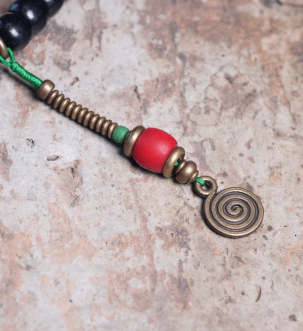 Ethnic - Style Thunderstruck Wood Bracelet Set with Agate & Brass Tassels: Multi - Layered Jewelry for Men & Women - Image 7