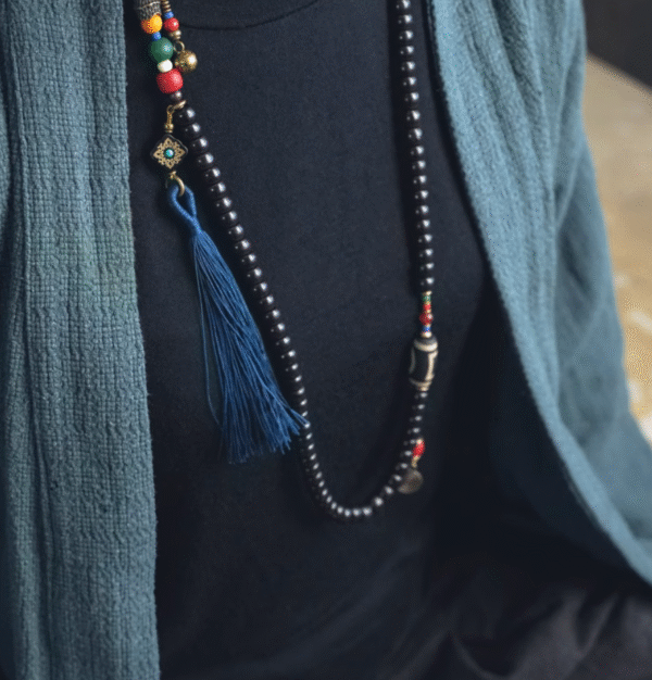 Ethnic - Style Thunderstruck Wood Bracelet Set with Agate & Brass Tassels: Multi - Layered Jewelry for Men & Women - Image 9