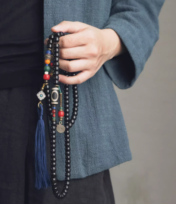 Ethnic - Style Thunderstruck Wood Bracelet Set with Agate & Brass Tassels: Multi - Layered Jewelry for Men & Women - Image 10