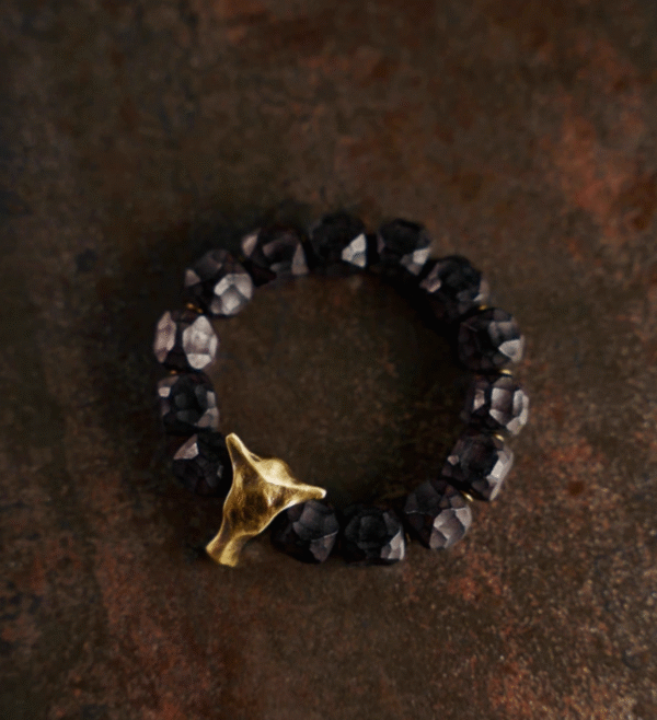 Handmade Thunderstruck Wood & Brass Bracelet with Bullhead Accent: Mysterious Minimalist Unisex Jewelry - Image 5
