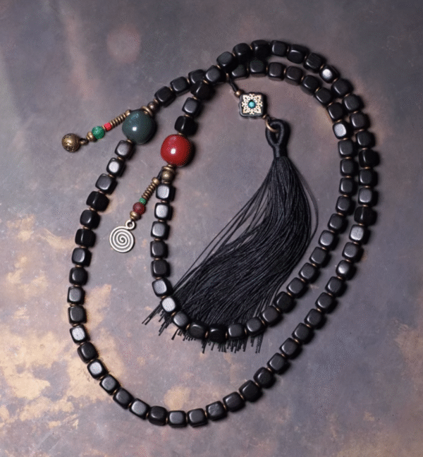 Handmade Thunderstruck Wood, Agate & Brass Multi - Circle Bracelet: Ethnic - Style Mysterious Unisex Jewelry - Image 3