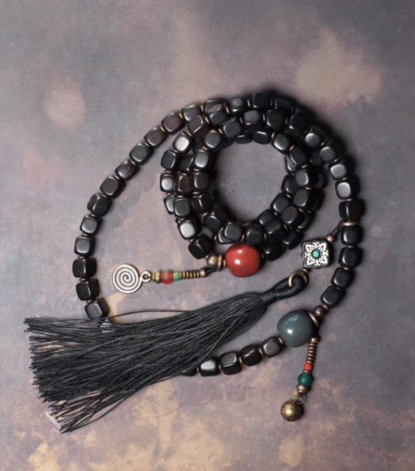 Handmade Thunderstruck Wood, Agate & Brass Multi - Circle Bracelet: Ethnic - Style Mysterious Unisex Jewelry