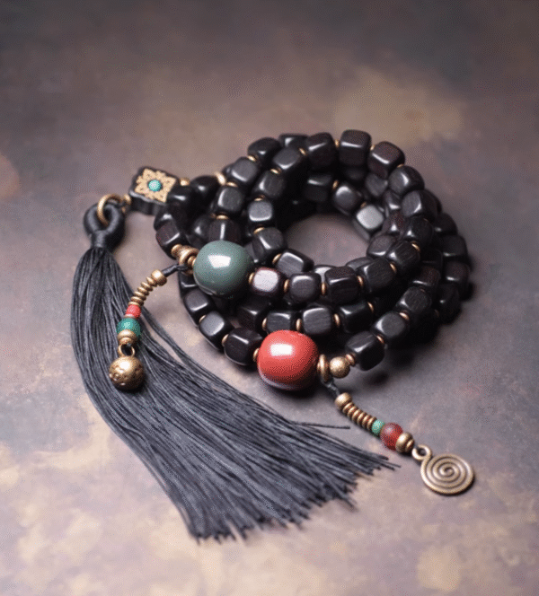 Handmade Thunderstruck Wood, Agate & Brass Multi - Circle Bracelet: Ethnic - Style Mysterious Unisex Jewelry - Image 10