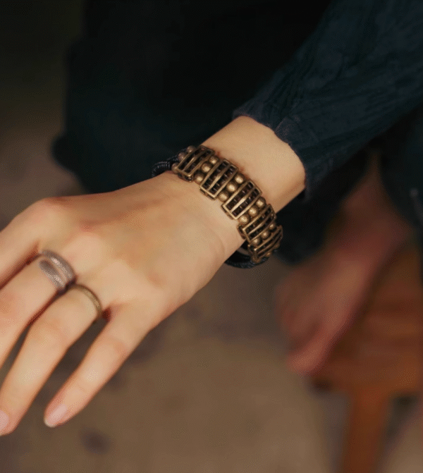 Handmade Thunderstruck Wood & Brass Bracelet: Niche Retro - Style Unisex Jewelry - Image 2
