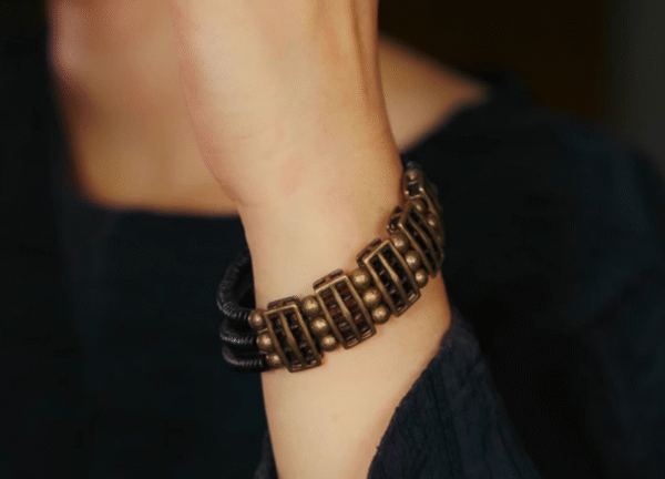 Handmade Thunderstruck Wood & Brass Bracelet: Niche Retro - Style Unisex Jewelry - Image 3
