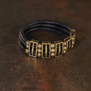 Handmade Thunderstruck Wood & Brass Bracelet: Niche Retro - Style Unisex Jewelry