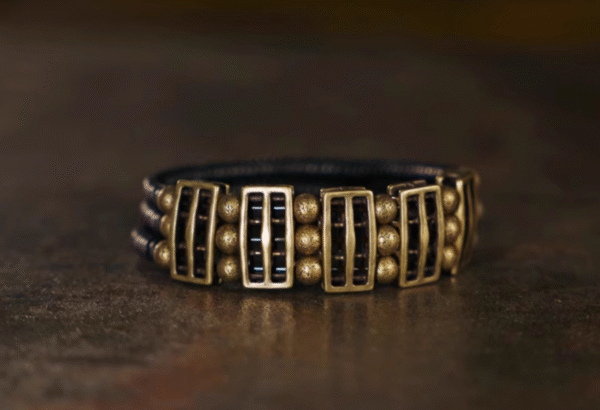 Handmade Thunderstruck Wood & Brass Bracelet: Niche Retro - Style Unisex Jewelry - Image 5