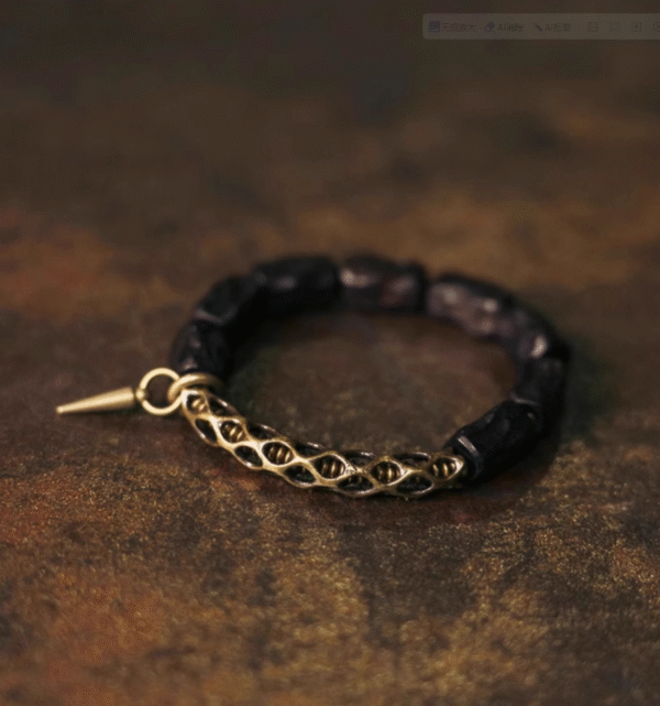 Handmade Thunderstruck Wood & Brass Double - Layer Bracelet: Mysterious Retro - Trend Unisex Jewelry - Image 2