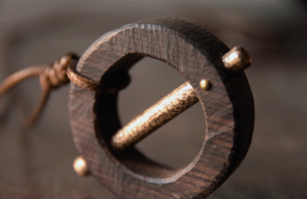 Handmade Thunderstruck Wood & Brass Retro Pendant Necklace: Mysterious Minimalist Unisex Jewelry - Image 7