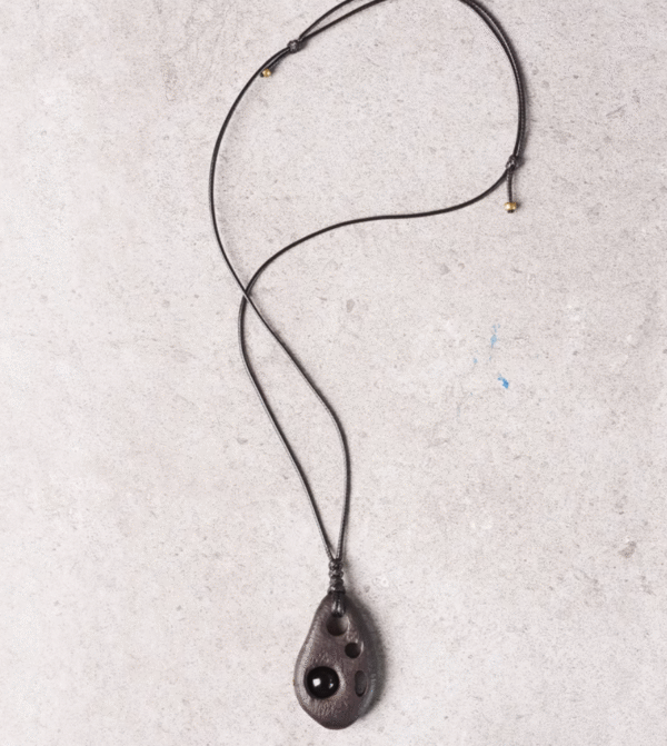 Handmade Thunderstruck Wood & Stone - Inlaid Pendant Necklace: Artisan - Crafted Mysterious Unisex Jewelry - Image 4