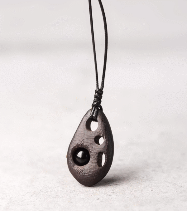 Handmade Thunderstruck Wood & Stone - Inlaid Pendant Necklace: Artisan - Crafted Mysterious Unisex Jewelry - Image 5