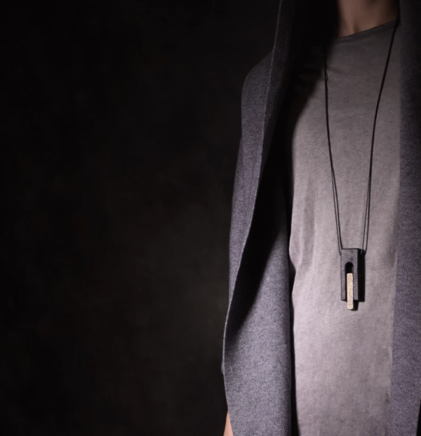 Handmade Thunderstruck Wood & Brass Pendant Necklace: Mysterious Artisan - Crafted Unisex Jewelry - Image 2
