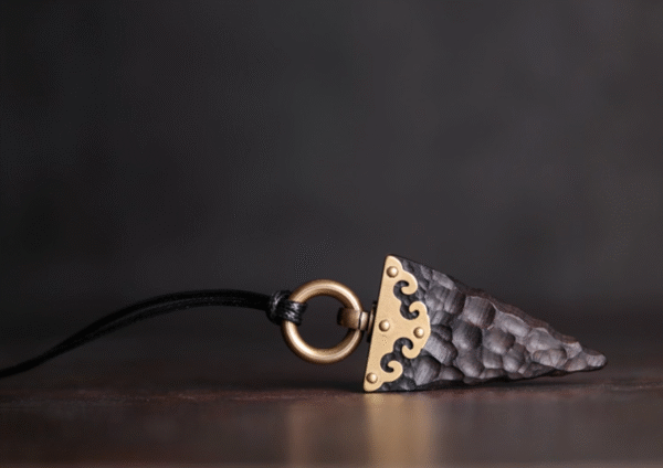 Handmade Thunderstruck Wood & Brass Arrowhead Pendant Necklace: Mysterious Artisan - Crafted Couples’ Jewelry - Image 3