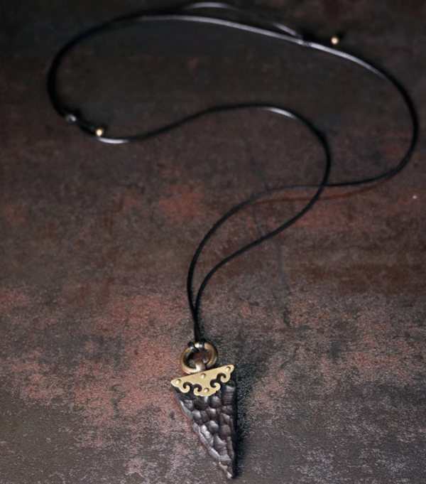 Handmade Thunderstruck Wood & Brass Arrowhead Pendant Necklace: Mysterious Artisan - Crafted Couples’ Jewelry - Image 4