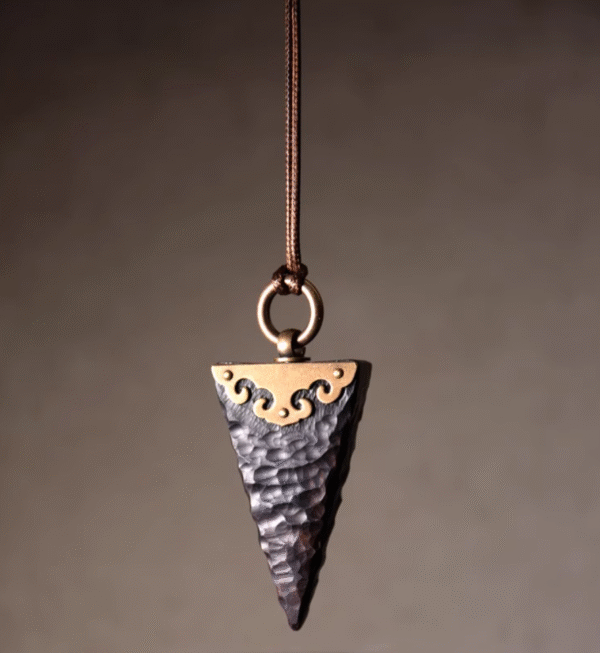 Handmade Thunderstruck Wood & Brass Arrowhead Pendant Necklace: Mysterious Artisan - Crafted Couples’ Jewelry
