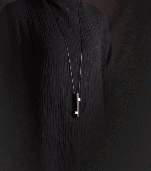 Handmade Thunderstruck Wood & Brass Bar Pendant Necklace: Mysterious Retro - Style Couples’ Jewelry - Image 7