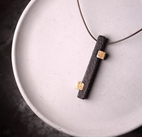 Handmade Thunderstruck Wood & Brass Bar Pendant Necklace: Mysterious Retro - Style Couples’ Jewelry - Image 8
