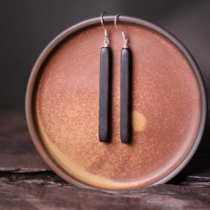 Handmade Thunderstruck Wood Long Rectangle Drop Earrings: Mysterious Artisan - Crafted Retro Women’s Jewelry
