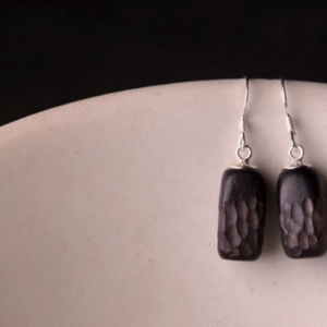 Handmade Thunderstruck Wood Geometric Drop Earrings: Mysterious Artisan - Crafted Retro Women’s Jewelry