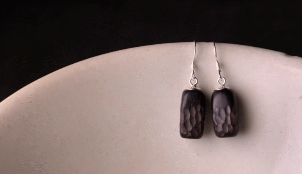 Handmade Thunderstruck Wood Geometric Drop Earrings: Mysterious Artisan - Crafted Retro Women’s Jewelry