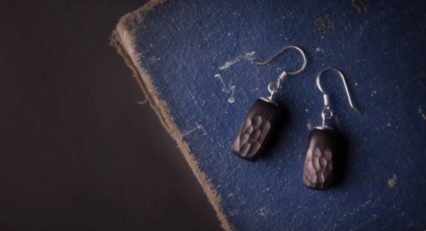 Handmade Thunderstruck Wood Geometric Drop Earrings: Mysterious Artisan - Crafted Retro Women’s Jewelry - Image 2