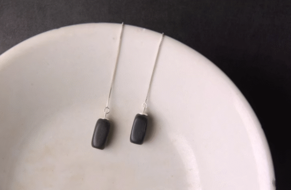 Handmade Thunderstruck Wood & Sterling Silver Long Drop Earrings: Mysterious Artisan - Crafted Retro Women’s Jewelry - Image 5