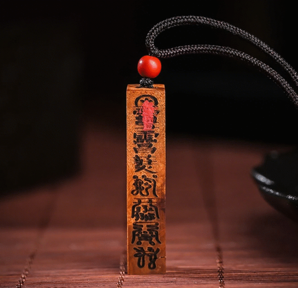 Lightning-struck wooden canopy ruler pendant, authentic natural jujube wood cultural artifact, wooden carving talisman, hanging ornament, paperweight, square ruler, sweater chain - Image 5
