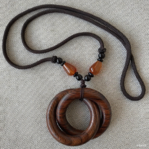 Lightning-struck jujube wood Qiankun ring, mini yin-yang ring, engraved with seven stars, portable pendant, hanging ornament, necklace, all-in-one hand-carved