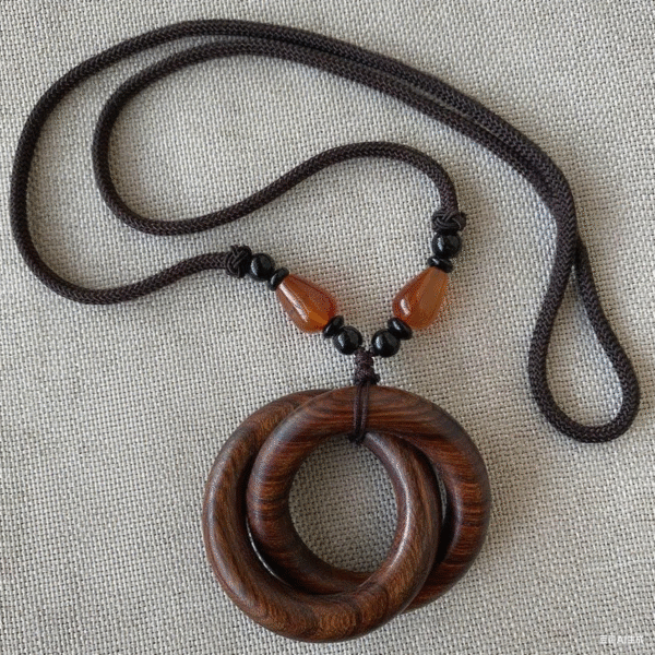 Lightning-struck jujube wood Qiankun ring, mini yin-yang ring, engraved with seven stars, portable pendant, hanging ornament, necklace, all-in-one hand-carved
